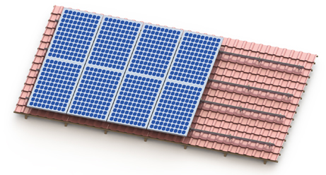 Montage solaire sur toit en tuiles